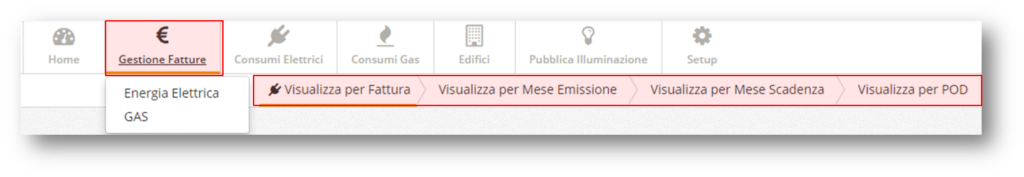 menu GestioneFatture