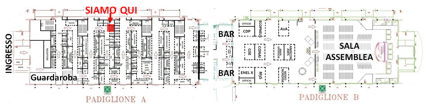 Planimetria Siam Qui con Padiglione A, B, Guardaroba, Bar, Sala Assemblea e Uffici Planimetria Siam Qui con Padiglione A, B, Guardaroba, Bar, Sala Assemblea e Uffici