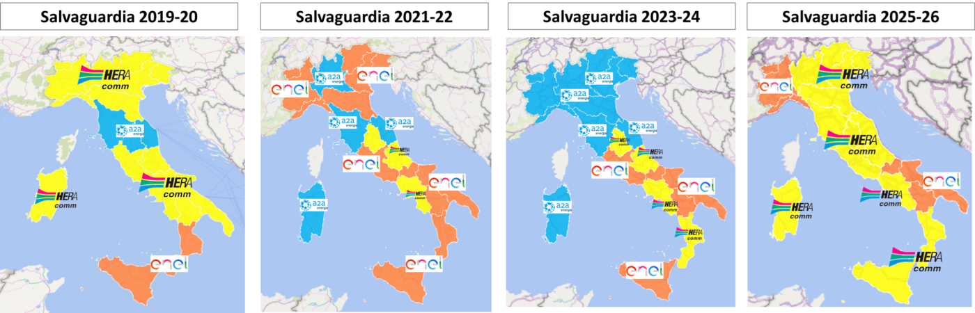 Mappe Salvaguardia 2019-2026 copertura Hera Comm e Enel in Italia, espansione territoriale Sicilia Lazio Mappe Salvaguardia 2019-2026 copertura Hera Comm e Enel in Italia, espansione territoriale Sicilia Lazio