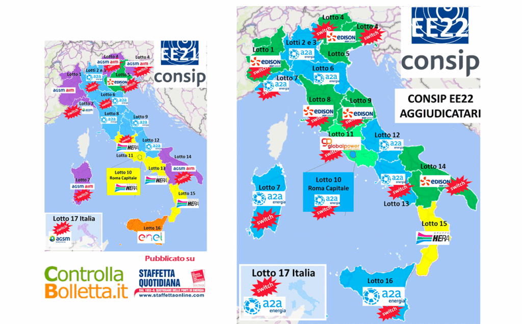 Gara Consip EE22, ad A2A ed Edison il 95% dei volumi