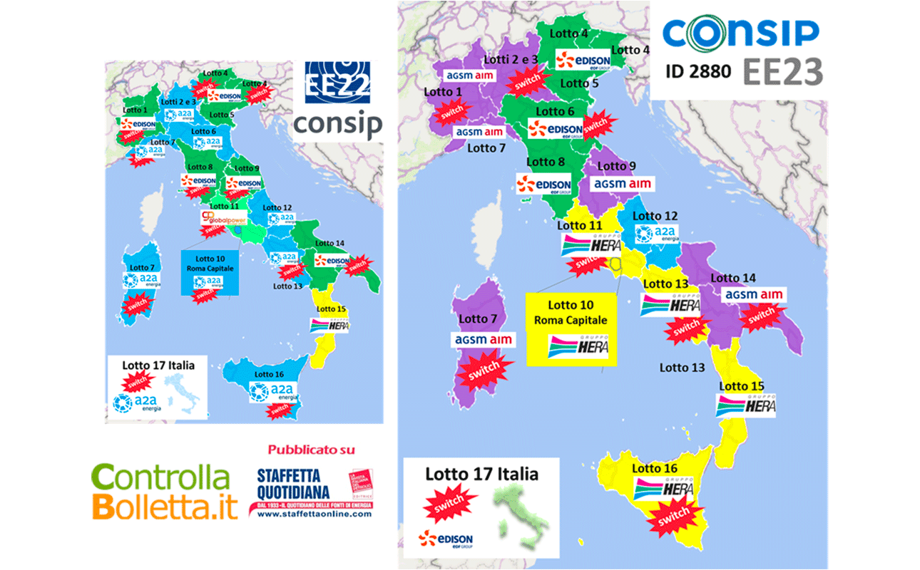Esito Consip EE23. AGSM AIM, Edison e Hera Comm festeggiano