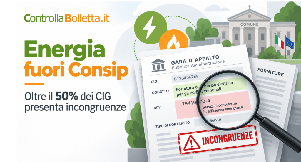 Energia fuori Consip. Oltre il 50% dei CIG presenta incongruenze